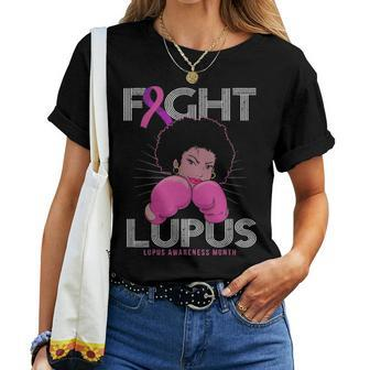Fight Lupus Awareness Month Purple Ribbon Black Women Gift Women T-shirt - Seseable