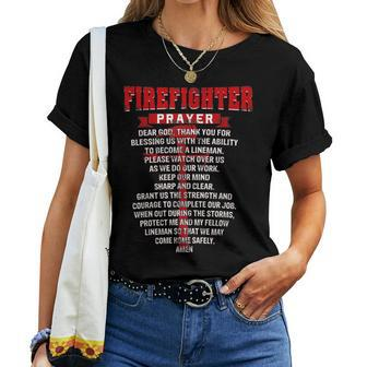 Firefighters Prayer Funny Christian Firemans Dad Husband Women T-shirt - Seseable