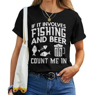 Fishing And Beer Funny Fisherman Dad Fathers Day Men Gift Women T-shirt - Seseable