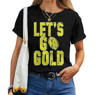 Football Mom Lets Go Gold Football Mom Women T-shirt - Seseable