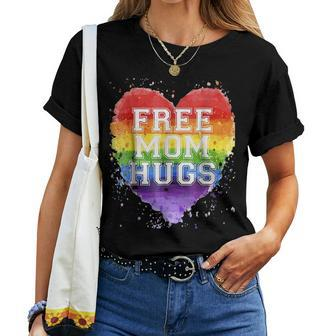 Free Mom Hugs Rainbow Lgbt Gay Pride Flag Women T-shirt - Seseable