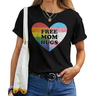 Free Mom Hugs With Rainbow And Transgender Flag Heart Women T-shirt | Mazezy