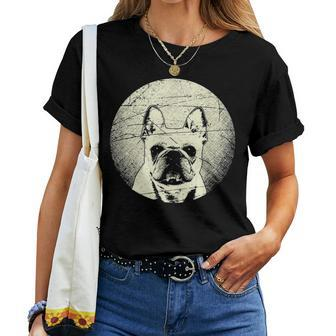 French Bulldog Dog Retro Style Frenchie Mom Dad Women T-shirt - Seseable