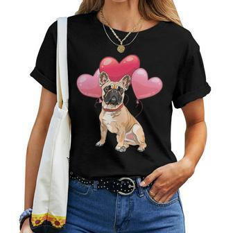 French Bulldog Frenchie Dog Cute Frenchie Heart Balloons Pet Animal Dog French Bulldog 131 Frenchies Women T-shirt Casual Daily Crewneck Short Sleeve Graphic Basic Unisex Tee - Monsterry DE