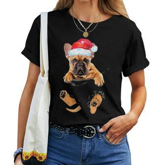 Frenchie French Bulldog Pocket Funny Mom Dad Kid Lover Gifts Women T-shirt - Seseable