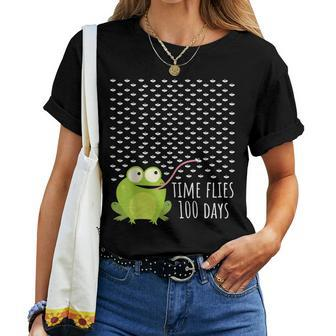 Frog Fly 100 Days Of School Shirt Teacher Boy Girl Women T-shirt | Mazezy