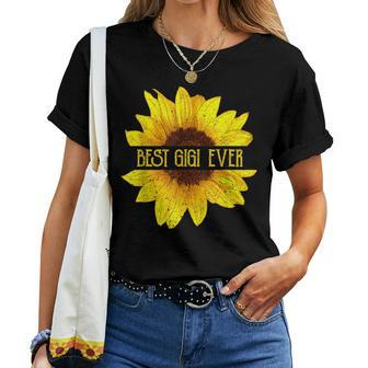 Funny Best Gigi Ever Sunflower Apparel Fun Grandma Womens Women T-shirt - Seseable