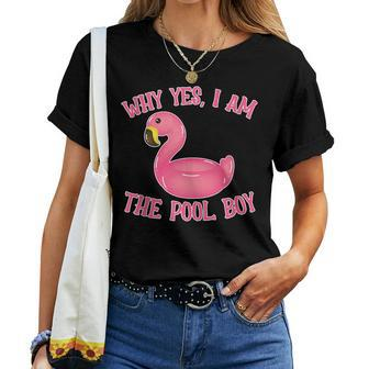 Funny Bird Why Yes Am The Pools Boy Flamingo Swimming Women T-shirt - Seseable