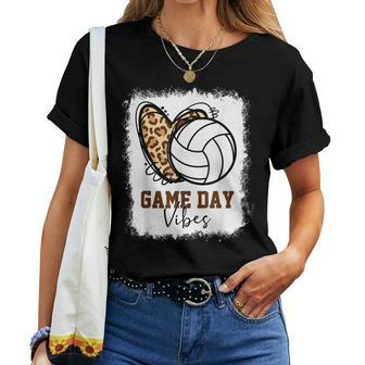 Funny Bleached Volleyball Game Day Vibes Volleyball Mom Game  Women T-shirt Casual Daily Crewneck Short Sleeve Graphic Basic Unisex Tee