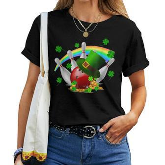 Funny Bowling Balls Shamrock Leprechaun St Patrick Day Women T-shirt - Seseable