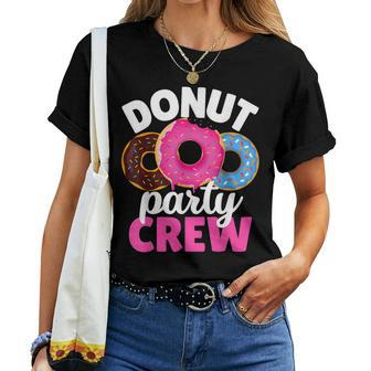 Funny Donut Party Crew Family Girl Birthday Dad Mom Squad Women T-shirt Casual Daily Crewneck Short Sleeve Graphic Basic Unisex Tee