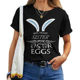 Funny Easter Sister Egg Hunting Rabbit Party Women T-shirt - Seseable