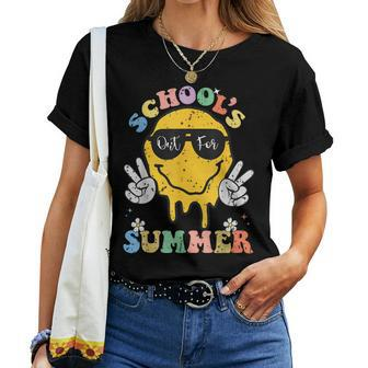 Funny Groovy Schools Out For Summer Graduation Teacher Kids Women Crewneck Short T-shirt - Thegiftio UK