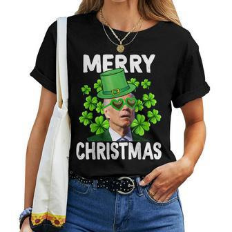 Funny Joe Biden Merry Christmas Confused St Patricks Day V3 Women T-shirt - Seseable