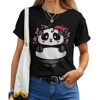 Funny Kawaii Panda Cool Black White Chinese Mother Gift Women T-shirt - Seseable