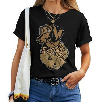 Funny Leopard Dachshund Mom Costume Mothers Day Gift Women T-shirt - Seseable