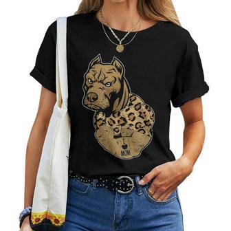 Funny Leopard Pitbull Mom Costume Mothers Day Gift Women T-shirt - Seseable