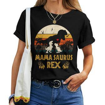 Funny Mamasaurus Rex I Cool Two Kids Mom And Dinasaur Kids  Women T-shirt Casual Daily Crewneck Short Sleeve Graphic Basic Unisex Tee