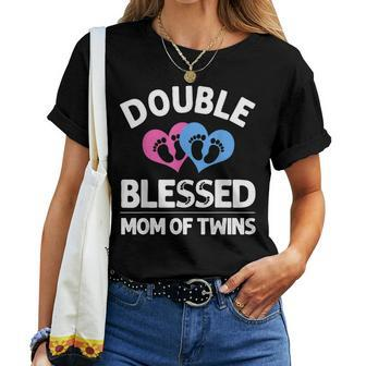 Funny New Mom Of Twins Gift For Women Mother Announcement Women T-shirt - Seseable
