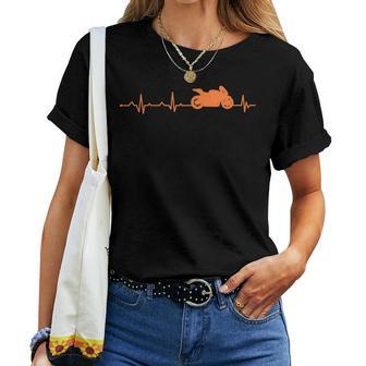 Funny Sportbike Gift Men Women Motorcycle Riders Heartbeat Women T-shirt - Seseable