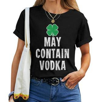 Funny St Patricks Day Shirt Women Men Gift May Contain Vodka  Women T-shirt Casual Daily Crewneck Short Sleeve Graphic Basic Unisex Tee