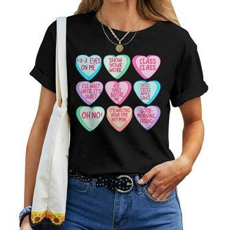 Funny Teacher Valentines Day Conversation Heart School V2 Women T-shirt - Seseable