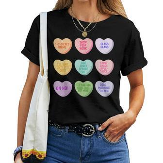 Funny Teacher Valentines Day Conversation Heart School V4 Women T-shirt - Seseable