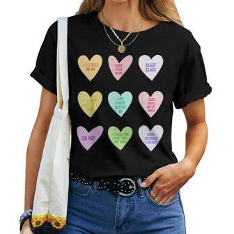Funny Teacher Valentines Day Conversation Heart School Women T-shirt - Seseable