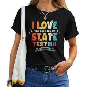 Funny Testing Day I Love State Testing Teacher School Women Crewneck Short T-shirt - Thegiftio UK