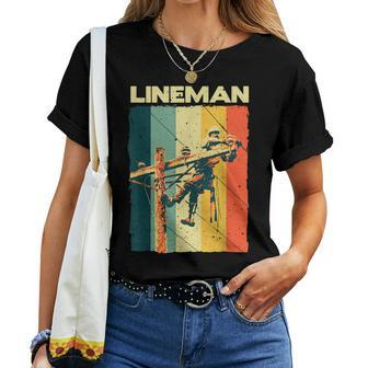 Funny Vintage Lineman Designs Men Women Electronics Lovers Women T-shirt - Seseable