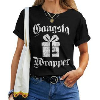 Gangsta Wrapper Holiday Christmas Rapper Women T-shirt | Mazezy