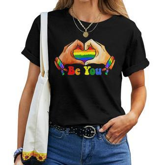 Gay Pride Clothing Lgbt Rainbow Flag Heart Unity Women T-shirt | Mazezy