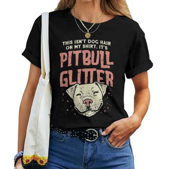 Girls Pitbull Glitter Hair Dog Lover Mothers Day Gift Mom V2 Women T-shirt - Seseable