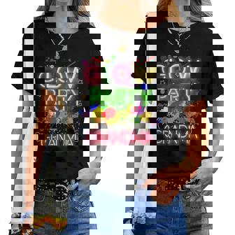 Glow Party Squad Grandma Paint Splatter Glow Party Matching Women T-shirt | Mazezy