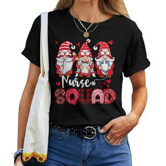 Gnomes Nurse Valentines Day Squad Valentine Er Icu Nicu Rn Women T-shirt - Seseable
