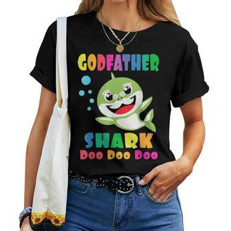 Godfather Shark Funny Fathers Day Gift For Mens Dad Women T-shirt - Seseable