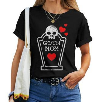 Goth Mom Gothic Mothers Day Skull Grave Stone Hearts Women T-shirt - Seseable