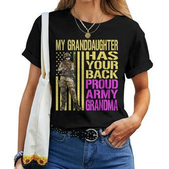 My Granddaughter Has Your Back Army Grandma Gift Women T-shirt - Seseable