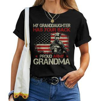 My Granddaughter Has Your Back Proud Army Grandma Women T-shirt | Mazezy