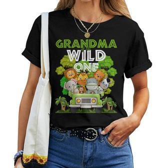 Grandma Of The Wild One Zoo Truck Birthday Safari Jungle Women T-shirt | Mazezy