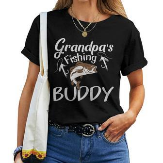 Grandpas Fishing Buddy Grandson Granddaughter Women T-shirt - Seseable