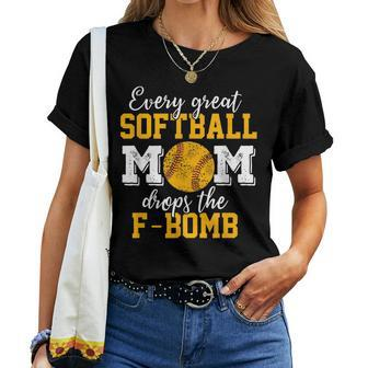 Great Softball Mom Drops F-Bomb Shirt - Tshirt Women T-shirt | Mazezy