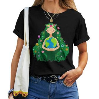 Womens Green Mother Earth Day Save Our Planet For Girls Kids Women T-shirt | Mazezy