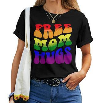 Groovy Free Mom Hugs Pride Month Lgbt Women Crewneck Short T-shirt - Thegiftio UK