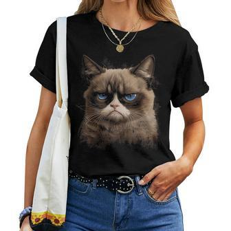 Grumpy Face Cat Graphic For Men Women Boys Girls Women T-shirt | Mazezy