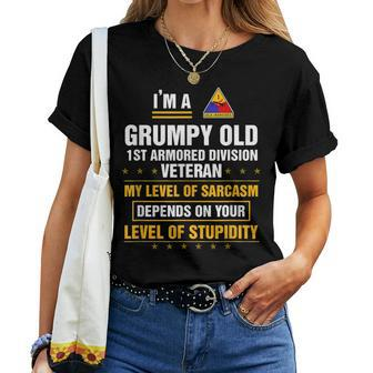 Grumpy Old 1St Armored Division Veteran Father Day Christmas Women T-shirt | Mazezy