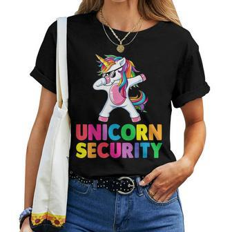 Halloween Dad Mom Daughter Adult Costume Unicorn Security Women T-shirt | Mazezy