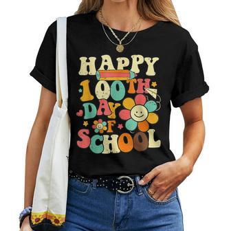 Happy 100Th Day Of School Teacher Retro Groovy 100 Days V4 Women T-shirt - Thegiftio UK