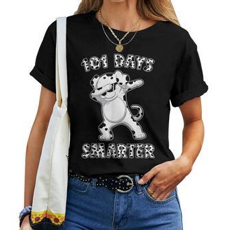 Happy 101 Days School Cute Dog 100 Days Smarter Teachers Women T-shirt - Thegiftio UK