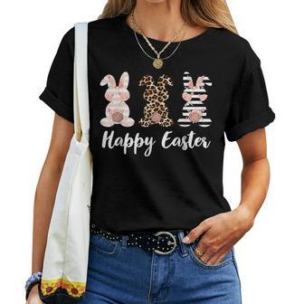 Happy Easter Leopard Plaid Rabbit Bunny Women Men Kids Women T-shirt - Seseable
